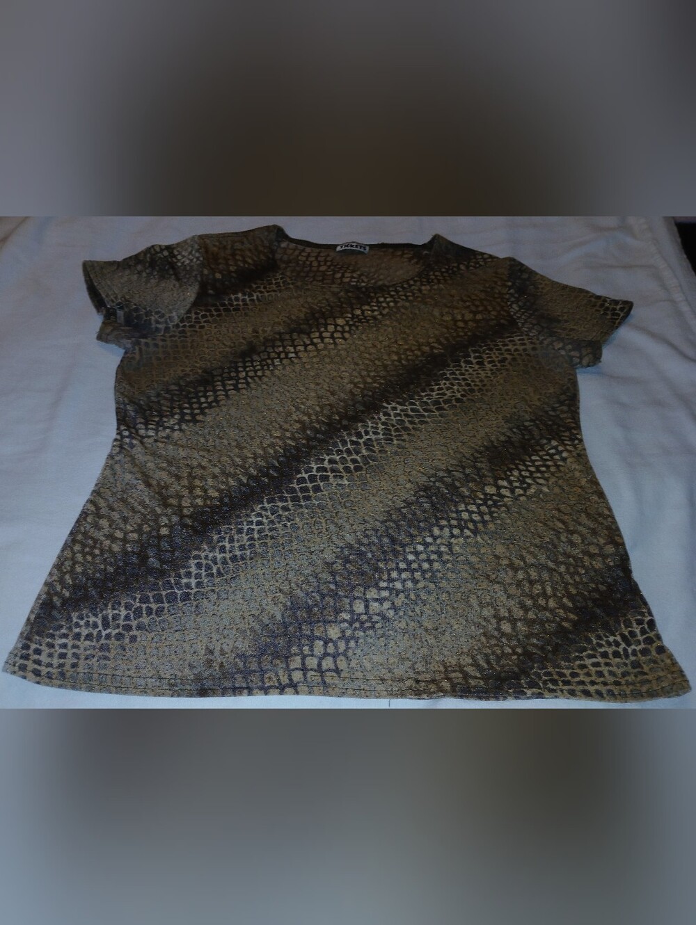 Pre-loved Snake-Print Short Sleeve Women’s Top - Brown.